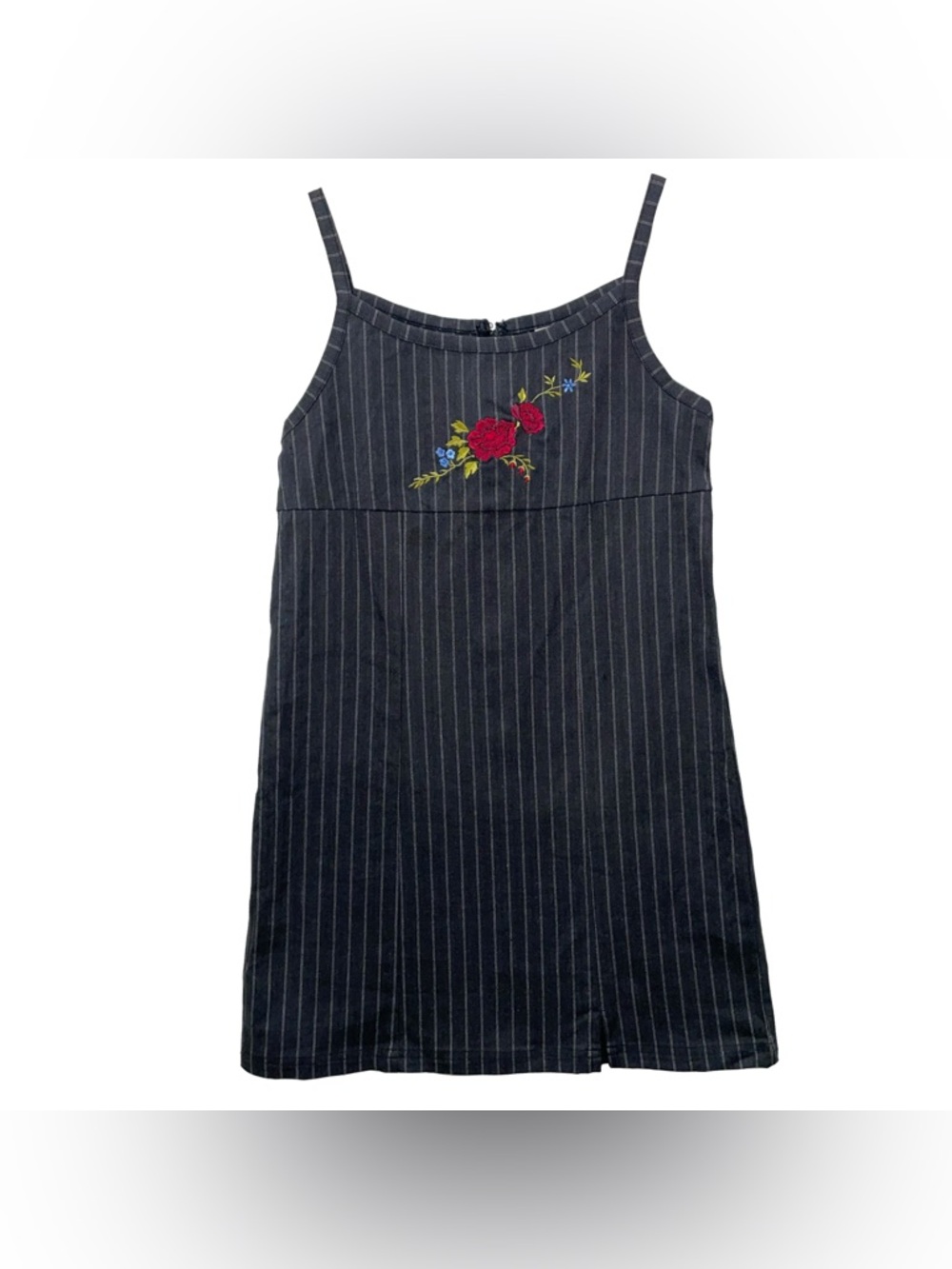 Rare American Girl Sz 10 Embroidered Pinstriped Pinafore Summer Garden Coastal